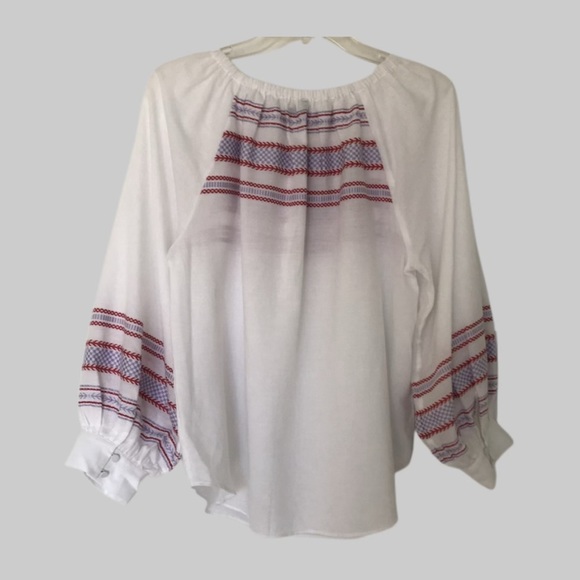 NWT Ann Taylor Embroidered Balloon Sleeve Blouse Long Sleeve Size L - Picture 7 of 7